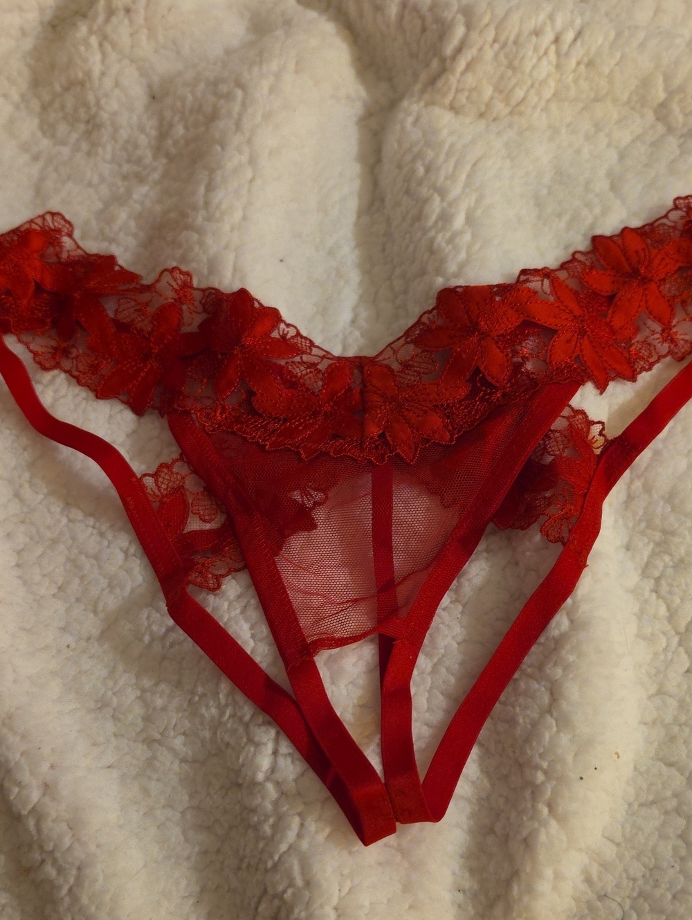 Nwt Victoria's Secret Red Floral Lace Strappy Bikini Thong Panties Size S $40.